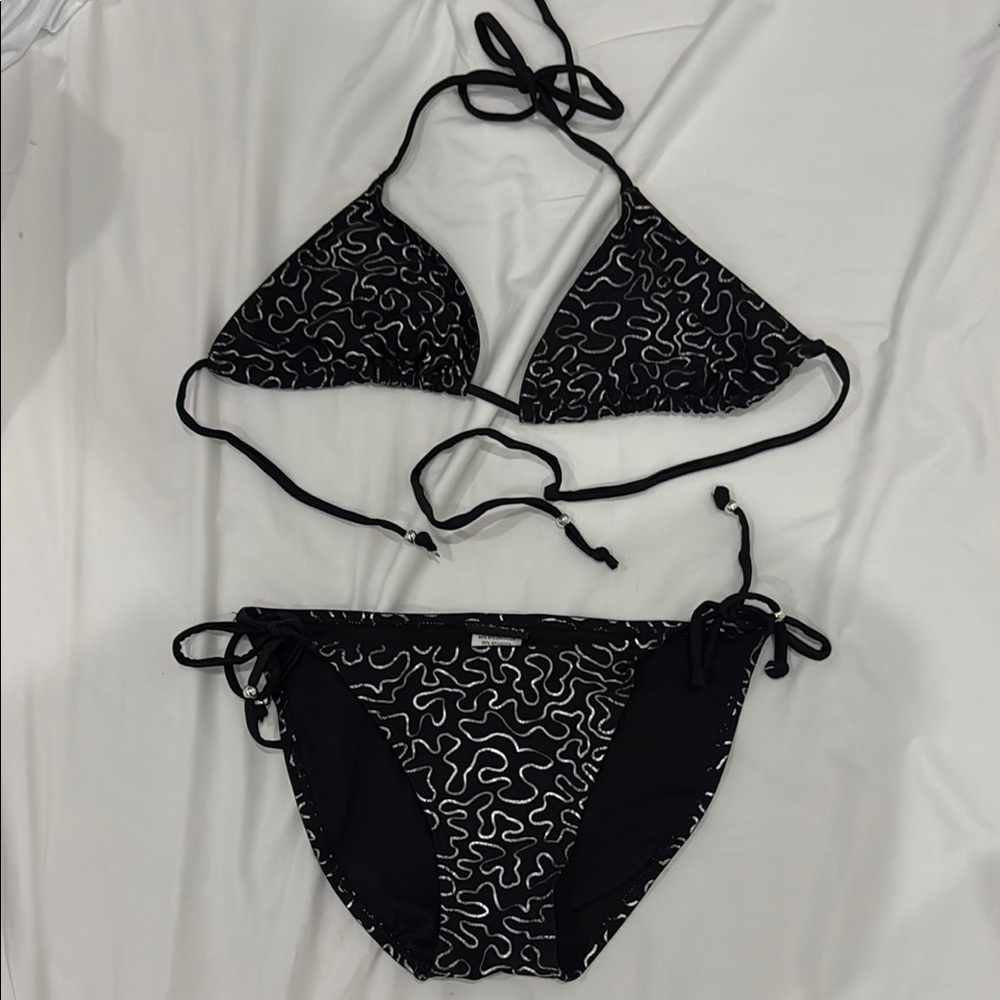 Black Patterned Bikini Set